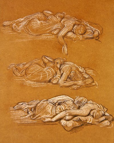 Cymon ja Iphigenia (mustavalkoinen liitu paperille) tekijältä Frederic Leighton