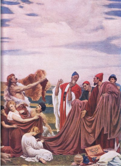 Ison-Britannian rannikon foinikialaiset kauppiaat (väri litho) tekijältä Frederic Leighton