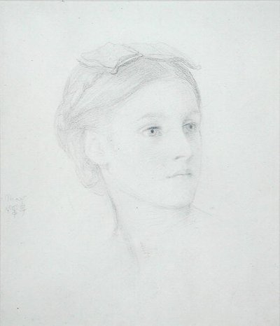 Muotokuva May Sartoris (1845-1925) 1854 (lyijykynä paperille) tekijältä Frederic Leighton