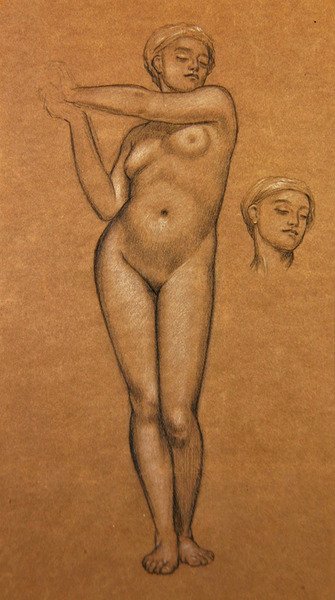Tutkimus espanjalaiselle tytölle (hiili ja valkoinen korostus paperilla) tekijältä Frederic Leighton