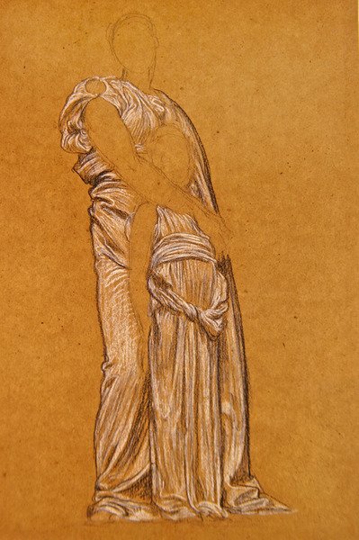 Study for the Dance (mustavalkoinen liitu paperille) tekijältä Frederic Leighton