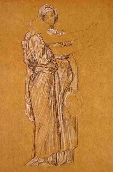 Study for the Dance (mustavalkoinen liitu paperille) tekijältä Frederic Leighton