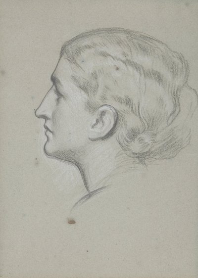 Tutkimus naisen päästä maalaukselle "Venetsian jalo nainen" tekijältä Frederic Leighton
