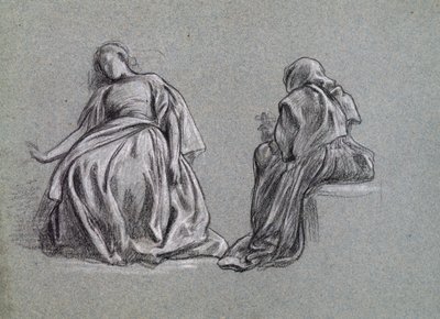 Tessa kotona (George Eliots Romolalle), 1863 (mustavalkoinen liitu paperille) tekijältä Frederic Leighton