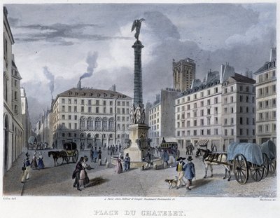 Place du Chatelet - Martensin ""Pariisissa vuonna 1832" -osassa tekijältä Frederic Martens
