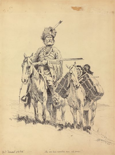 Vanhan ajan vuoristomies poneineen, 1888 tekijältä Frederic Remington