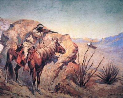 Apache Ambush (öljy kankaalle) tekijältä Frederic Remington