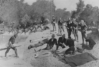 Kenttäsairaala San Juan Creekin "The Bloody Fordissa", 1898 tekijältä Frederic Remington