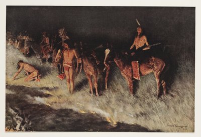 Fire on the Prairie, Colliers Weekly, pub.1908 tekijältä Frederic Remington