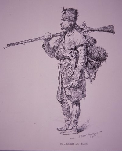 Ranskalais-kanadalainen turkisansastaja Coureur du Bois tekijältä Frederic Remington