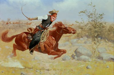Laukkaa ratsastaja, noin 1890 tekijältä Frederic Remington
