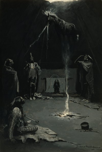 Intiaanien tulijumala (Lääkehevosen meno) tekijältä Frederic Remington