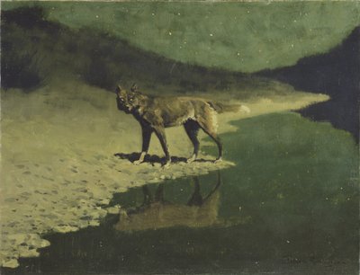 Moonlight, Wolf, n.1904 tekijältä Frederic Remington