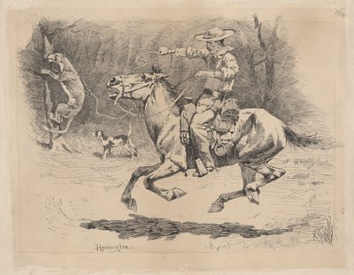 Hevosensa kannustaminen takaa-ajoon tekijältä Frederic Remington