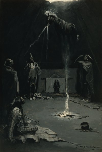 Lääkehevosen meno (intialainen tulijumala) 1897 tekijältä Frederic Remington