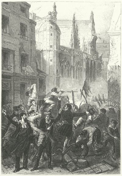 Kesäkuun päivän kapina, vuoden 1848 vallankumous, Pariisi (kaiverrus) tekijältä Frederic Theodore (after) Lix