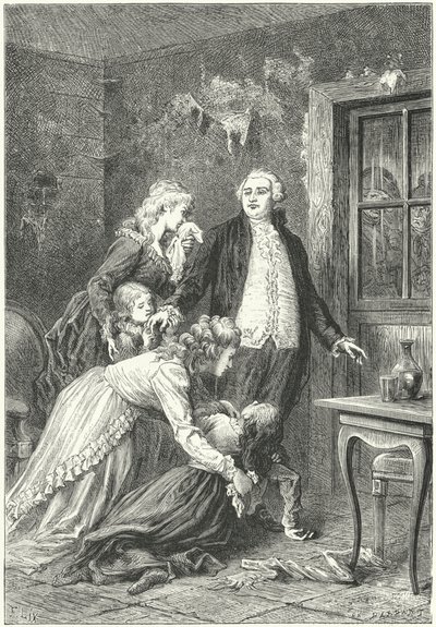 Ludvig XVI hyvästelee perhettään ennen teloitustaan tekijältä Frederic Theodore (after) Lix