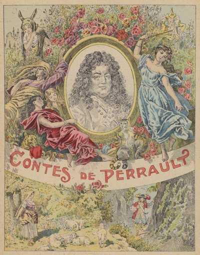 Les Contes de Perraultin otsikkosivukuvitus (värilitho) tekijältä Frederic Theodore (after) Lix