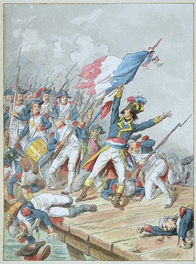 Bonaparte ylittämässä Arcolen sillan marraskuussa 1796 tekijältä Frederic Theodore Lix