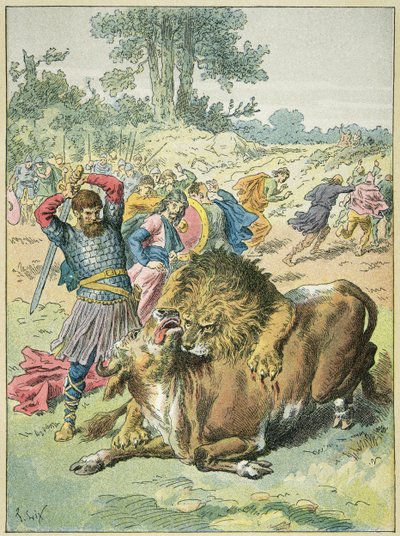 Pepin the Brief Marsin kentällä -leijonaterassilla tekijältä Frederic Theodore Lix