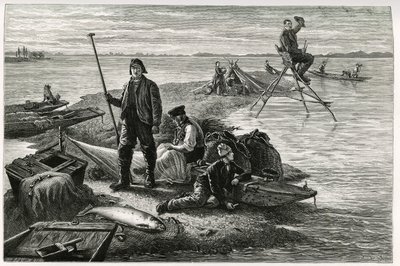 Lohen kalastus. F.Lixin kaiverrus havainnollistamaan tarinaa "Through Alsace and Lorraine", vuonna 1884, Charles Grad (1842-1890), saksalainen edustaja, kirjailija ja luonnontieteilijä. Julkaistu Le Tour du monde, nouveau journal des voyages, 2. lukukausi  tekijältä Frederic Theodore Lix