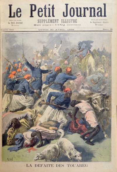 The Defeat of the Tuaregs, Le Petit Journalin etukansi, 30. huhtikuuta 1894 tekijältä Frederic Theodore Lix