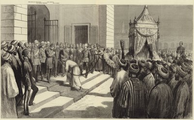 Khedive tervehti pyhää mattoa Kairossa ennen sen lähettämistä Mekkaan tekijältä Frederic Villiers