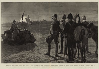 Kuun nousua odotellessa, pysähdys Sir Herbert Stewartin aavikkomarssin aikana Kortista Gakdul Wellsiin tekijältä Frederic Villiers