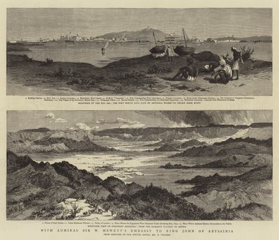 Amiraali Sir W Hewettin Abessinian kuningas Johnin suurlähetystön kanssa tekijältä Frederic Villiers
