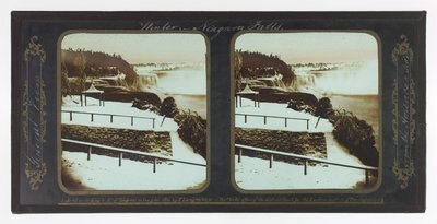 Talvi Niagaran putoukset, yleisnäkymä amerikkalaiselta puolelta tekijältä Frederic and William Langenheim