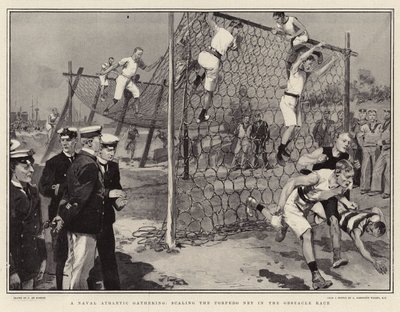 Naval Athletic -kokous, skaalata torpedoverkkoa estekilpailussa tekijältä Frederic de Haenen