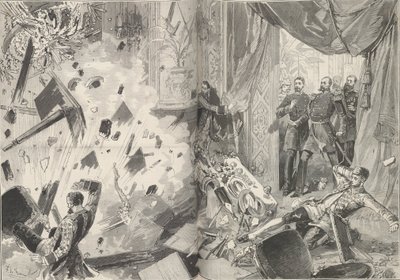 Keisari Aleksanteri II räjähdyksen jälkeen, iltana 17. helmikuuta 1880. tekijältä Frederic de Haenen