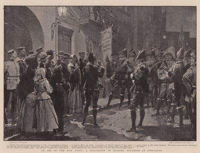 Aid of the War Fund, espanjalaisten opiskelijoiden kulkue Gibraltarilla tekijältä Frederic de Haenen