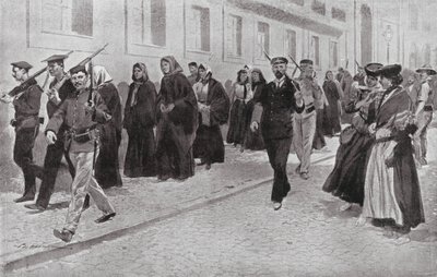 Nunnat tasavallan suojeluksessa vallankumouksen aikana (litografia) tekijältä Frederic de Haenen