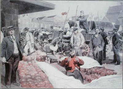 Juustotori Alkmaarissa, n. 1910 (väri litho) tekijältä Frederic de Haenen