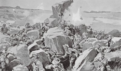 Kaupungin keisarilliset vapaaehtoiset toiminnassa (litografia) tekijältä Frederic de Haenen