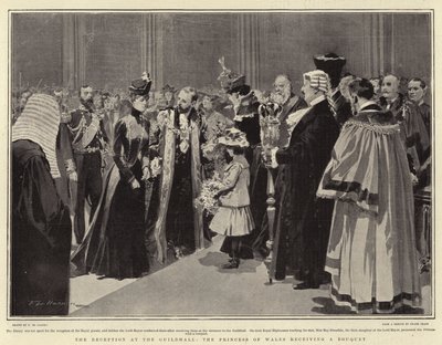 Vastaanotto Guildhallissa, Walesin prinsessa saa kimpun tekijältä Frederic de Haenen