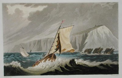 Cowes, teoksesta "The Isle of Wight Illustrated, sarjassa värillisiä näkymiä", kaivertanut P. Roberts, julkaistu 1846 (akvatinta) tekijältä Frederick (after) Calvert