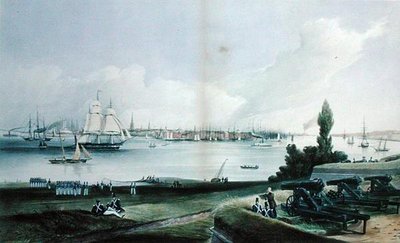 New York kuvernöörin saarelta, kaivertaja Henry Papprill (1846-48) (kaiverrus) (kaiverrus) tekijältä Frederick (after) Catherwood