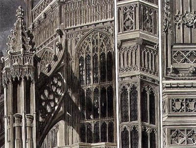 Fragmentit ja osat Henry Seventh Chapelin ulkokuoresta, levy 12 Westminster Abbeystä, kaiverrus Thomas Sutherland, pub. kirjoittanut Rudolph Ackermann (1764-1834) 1811 (akvatinta) tekijältä Frederick (after) Mackenzie