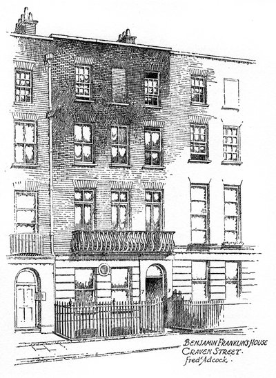 Benjamin Franklinin talo, 36 Craven Street, Lontoo, 1912 tekijältä Frederick Adcock