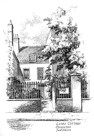 Charles Lambs -mökki, Church Street, Edmonton, Lontoo, 1912 tekijältä Frederick Adcock