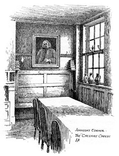 Johnsons Corner, Cheshire Cheese -pubi, Lontoon kaupunki, 1912 tekijältä Frederick Adcock