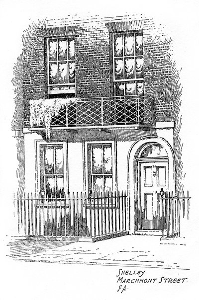 Percy Bysshe Shelleysin talo, Marchmont Street, Bloomsbury, Lontoo, 1912 tekijältä Frederick Adcock