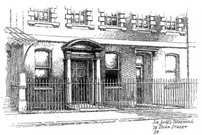 Sir James Thornhillsin talo, 75 Dean Street, Lontoo, 1912 tekijältä Frederick Adcock