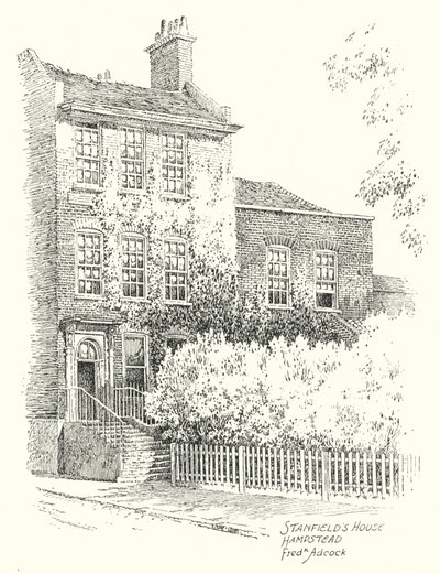 Stanfieldin talo, Hampstead (litografia) tekijältä Frederick Adcock