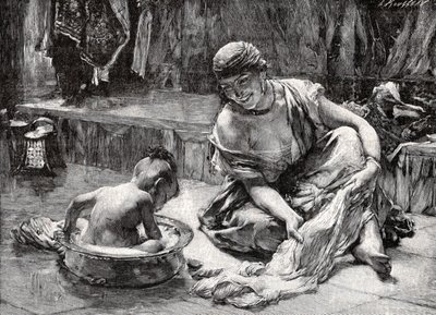 Lapsikylpylä, Egypti tekijältä Frederick Arthur Bridgman