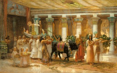 Pyhän härän kulkue, Apis, n. 1879 (öljy kankaalle) tekijältä Frederick Arthur Bridgman