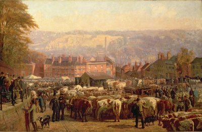 Kukkula Norwichissa markkinapäivänä vuonna 1871 tekijältä Frederick Bacon Barwell