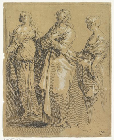 Kolme seisovaa hahmoa tekijältä Frederick Bloemaert